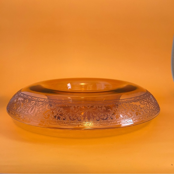 Vintage 1920s Fostoria Console Centerpiece Light Amber Color Decorative Bowl - Picture 5 of 7